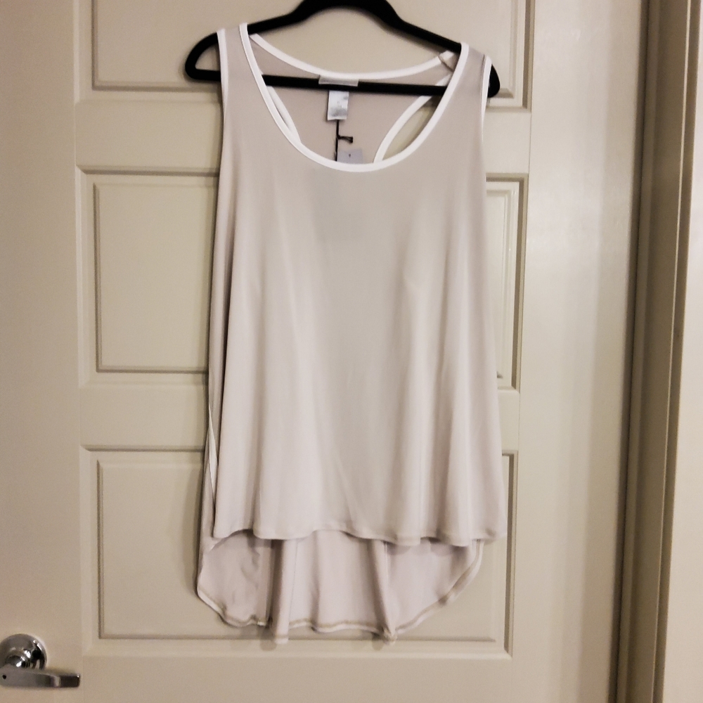 Lane Bryant Tank Top Tan and White Racer Back Women's Shirt Plus 1X NWT